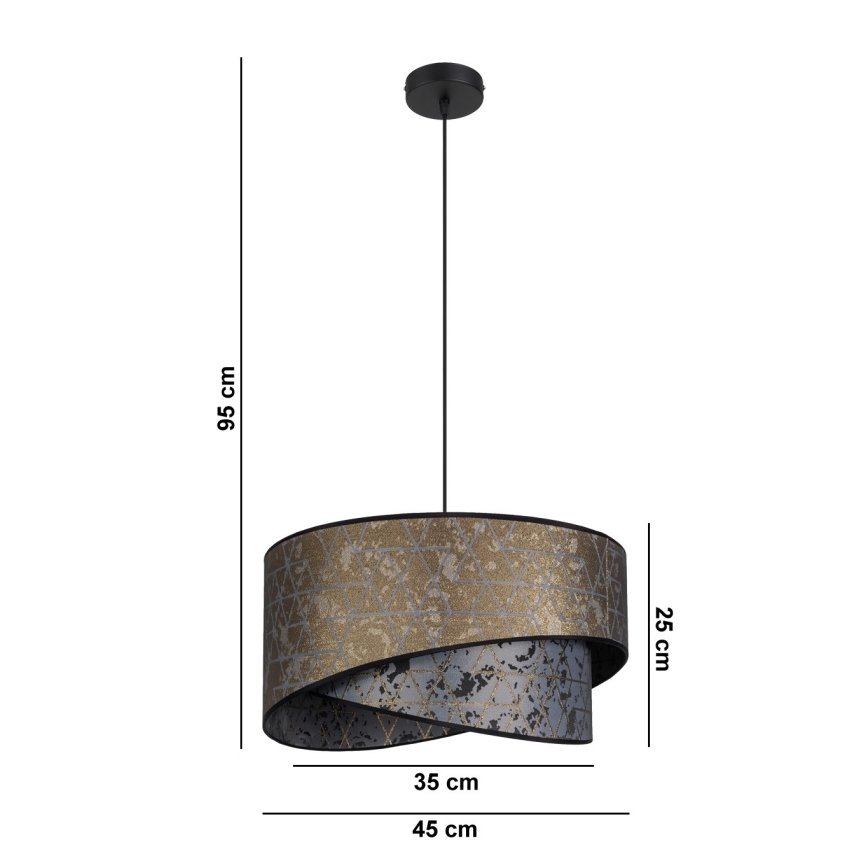 Kattokruunu johdossa REZO 1xE27/60W/230V harmaa/kulta