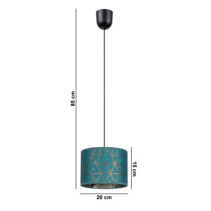 Kattokruunu johdossa REZO 1xE27/60W/230V turkoosi