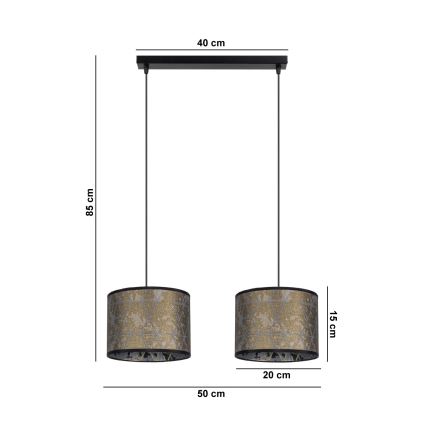 Kattokruunu johdossa REZO 2xE27/60W/230V kulta