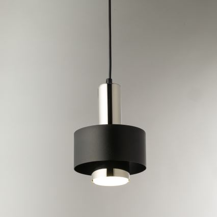 Kattokruunu johdossa RIF LUX 1xGX53/12W/230V halkaisija 15 cm musta/kiiltävä kromi