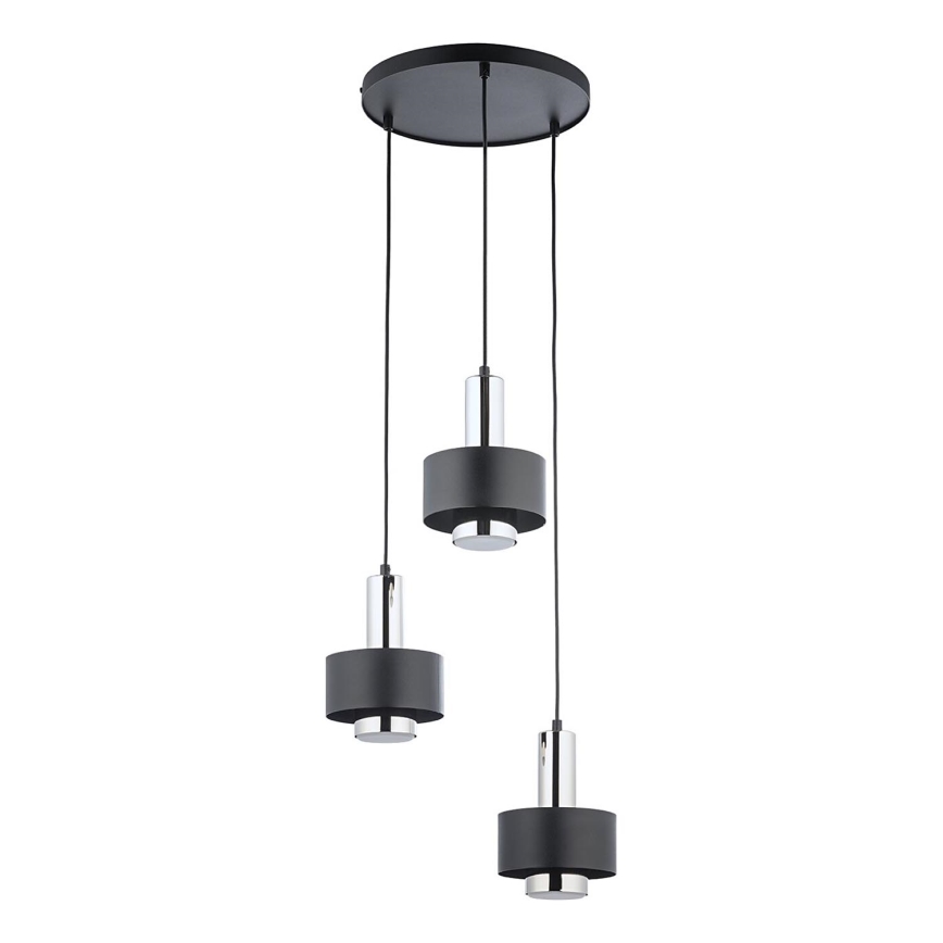 Kattokruunu johdossa RIF LUX 3xGX53/12W/230V halkaisija 38 cm musta/kiiltävä kromi
