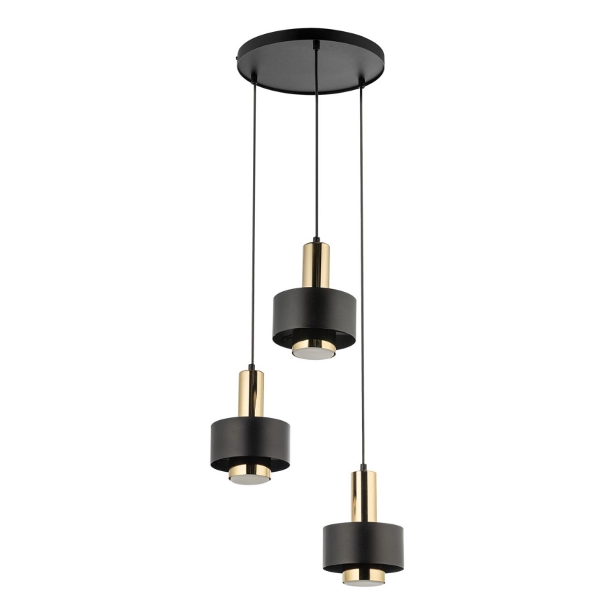 Kattokruunu johdossa RIF LUX 3xGX53/12W/230V halkaisija 38 cm musta/kulta