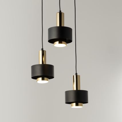 Kattokruunu johdossa RIF LUX 3xGX53/12W/230V halkaisija 38 cm musta/kulta