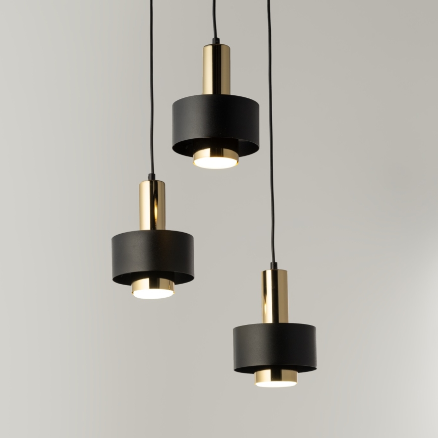 Kattokruunu johdossa RIF LUX 3xGX53/12W/230V halkaisija 38 cm musta/kulta