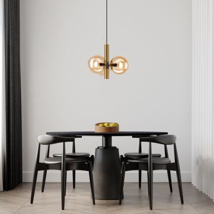 Kattokruunu johdossa ROLLO 3xE14/5W/230V kulta/savuinen beige