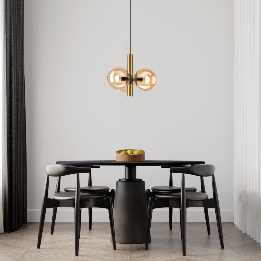Kattokruunu johdossa ROLLO 3xE14/5W/230V kulta/savuinen beige