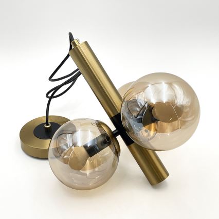 Kattokruunu johdossa ROLLO 3xE14/5W/230V kulta/savuinen beige