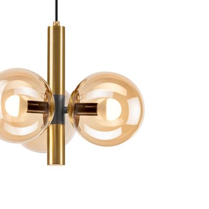 Kattokruunu johdossa ROLLO 3xE14/5W/230V kulta/savuinen beige