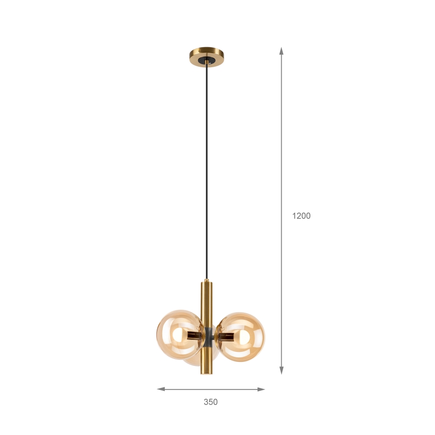Kattokruunu johdossa ROLLO 3xE14/5W/230V kulta/savuinen beige