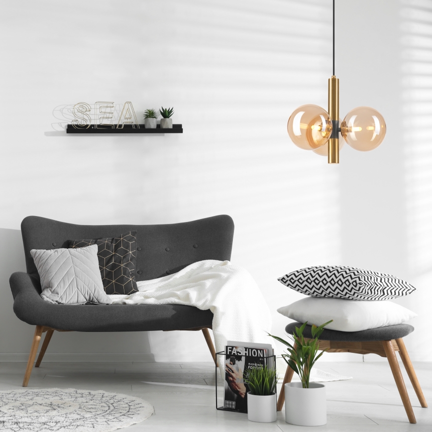 Kattokruunu johdossa ROLLO 3xG9/5W/230V kulta/savuinen beige