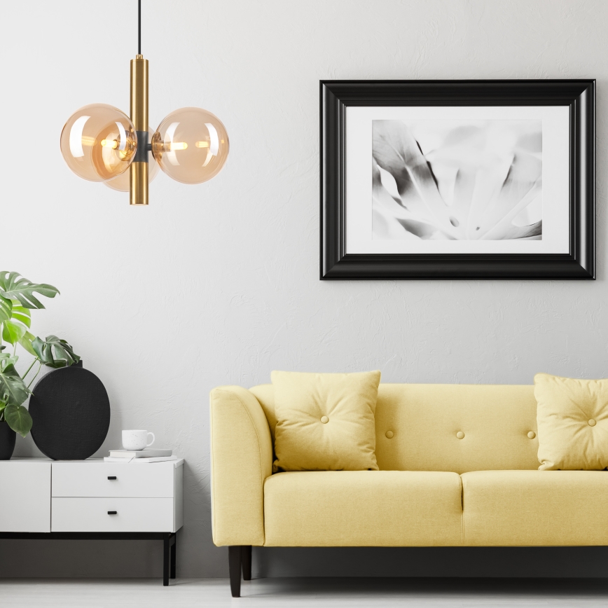Kattokruunu johdossa ROLLO 3xG9/5W/230V kulta/savuinen beige