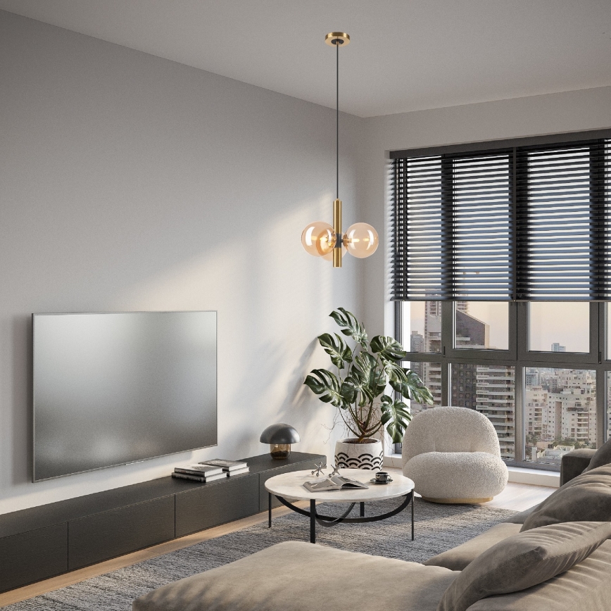 Kattokruunu johdossa ROLLO 3xG9/5W/230V kulta/savuinen beige