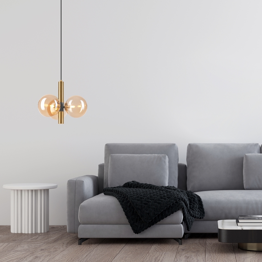 Kattokruunu johdossa ROLLO 3xG9/5W/230V kulta/savuinen beige
