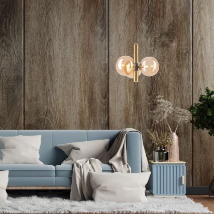 Kattokruunu johdossa ROLLO 3xG9/5W/230V kulta/savuinen beige
