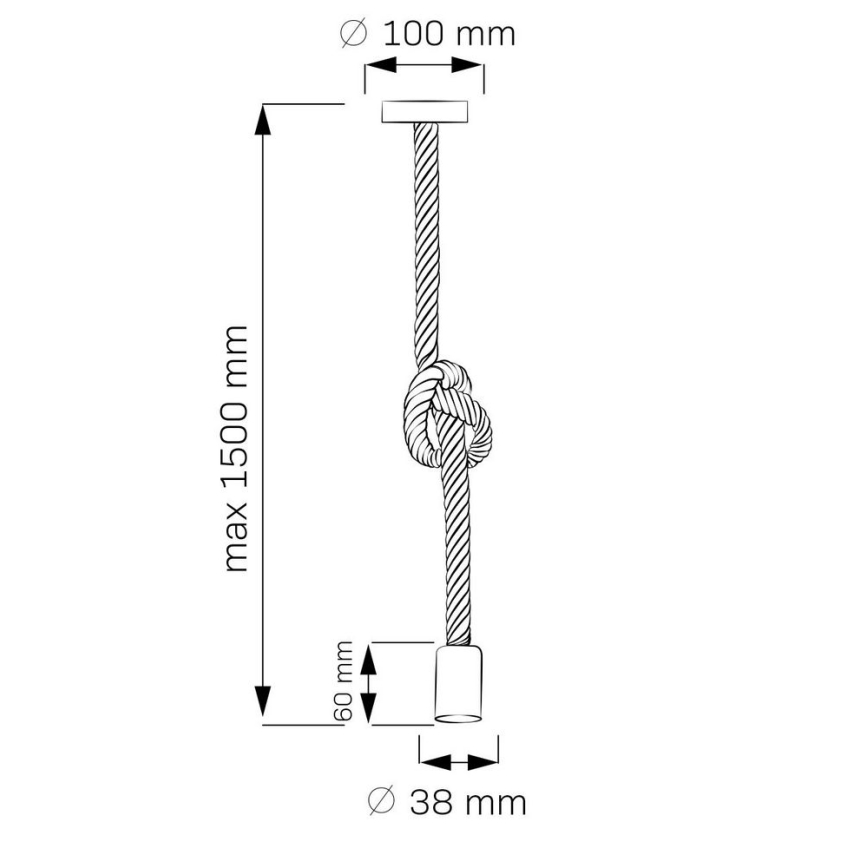 Kattokruunu johdossa ROPE 1xE27/12W/230V