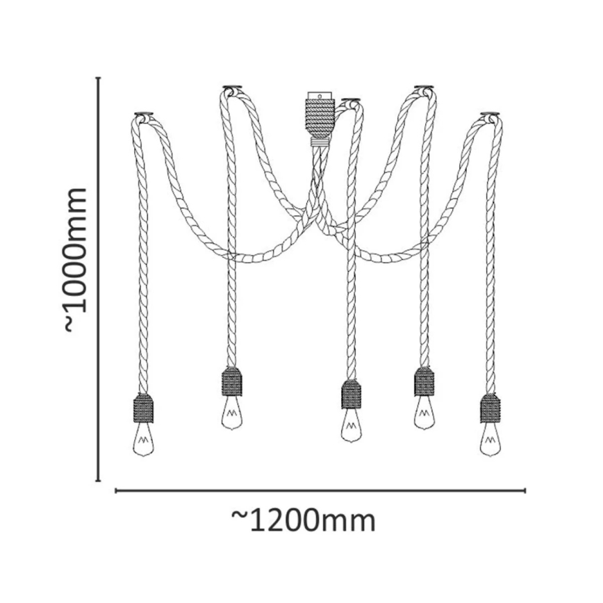 Kattokruunu johdossa ROPE CASA 5xE27/12W/230V hämähäkki