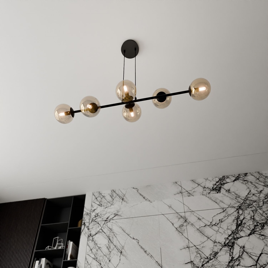Kattokruunu johdossa ROSSI 6xE14/10W/230V musta/beige