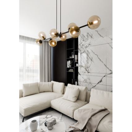 Kattokruunu johdossa ROSSI 8xE14/10W/230V musta/beige