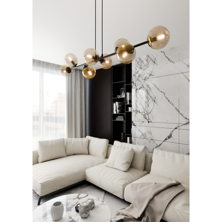 Kattokruunu johdossa ROSSI 8xE14/10W/230V musta/beige