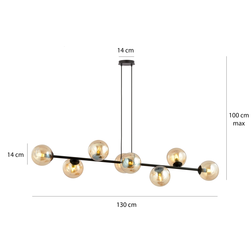 Kattokruunu johdossa ROSSI 8xE14/10W/230V musta/beige