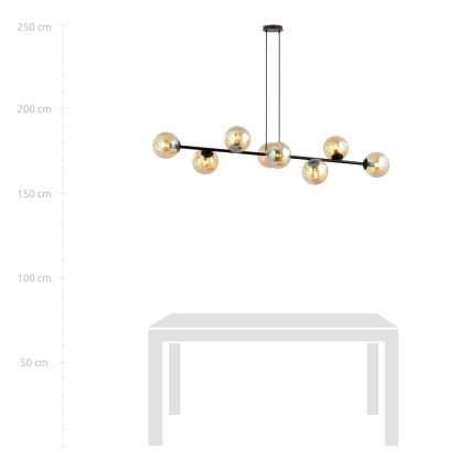 Kattokruunu johdossa ROSSI 8xE14/10W/230V musta/beige