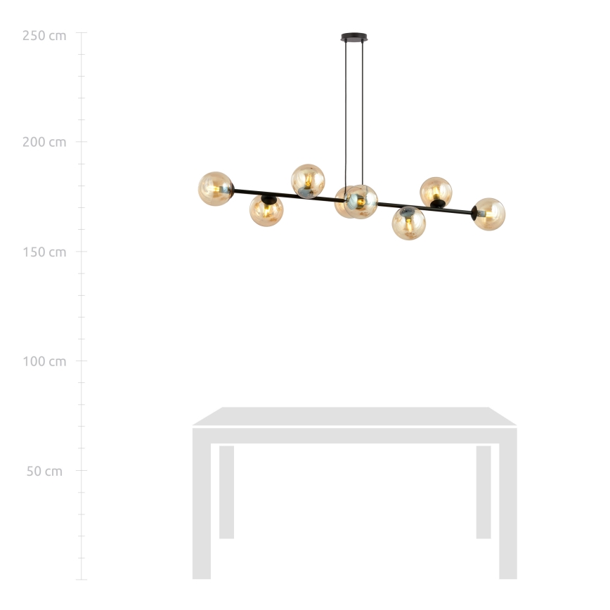 Kattokruunu johdossa ROSSI 8xE14/10W/230V musta/beige