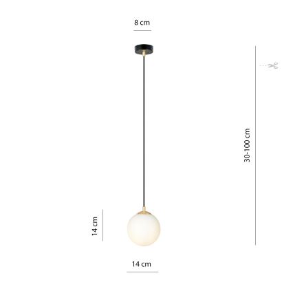 Kattokruunu johdossa ROYAL 1xE14/10W/230V halkaisija 14 cm musta