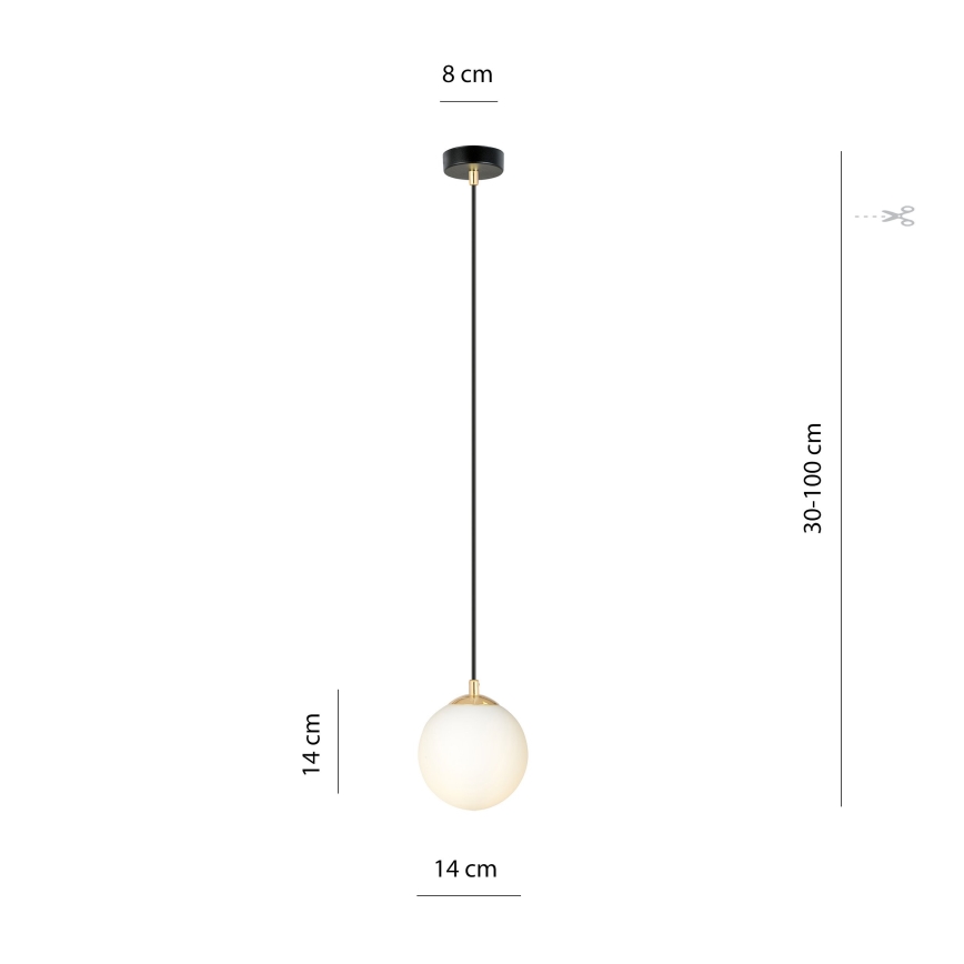 Kattokruunu johdossa ROYAL 1xE14/10W/230V halkaisija 14 cm musta