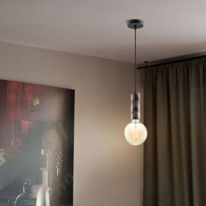 Kattokruunu johdossa SAGA 1xE27/40W/230V musta/pronssi