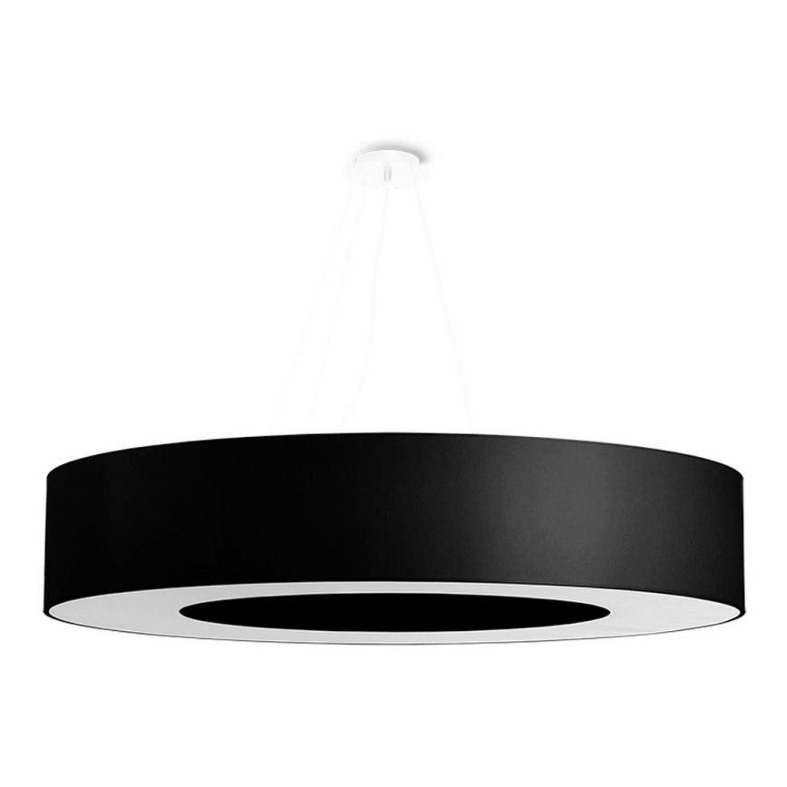 Kattokruunu johdossa SATURNO 8xE27/60W/230V d. 90 cm musta