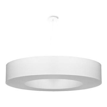 Kattokruunu johdossa SATURNO 8xE27/60W/230V d. 90 cm valkoinen