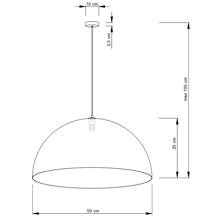 Kattokruunu johdossa SFERA 1xE27/60W/230V halkaisija 50 cm musta/kultainen