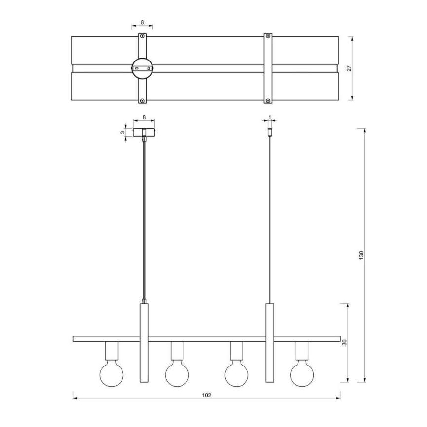 Kattokruunu johdossa SHELF 4xE27/60W/230V