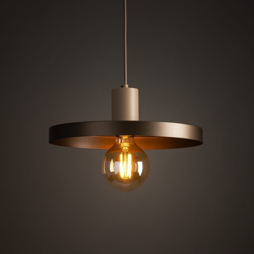 Kattokruunu johdossa SILA 1xE27/15W/230V halkaisija 30 cm ruskea/beige