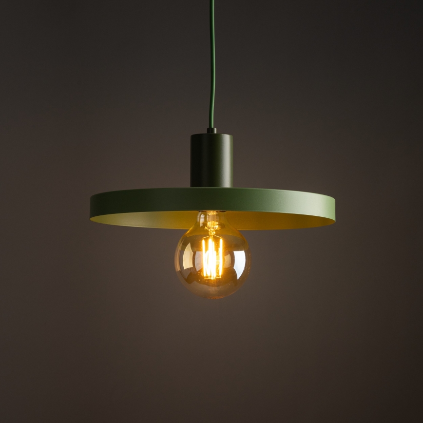 Kattokruunu johdossa SILA 1xE27/15W/230V halkaisija 30 cm vihreä