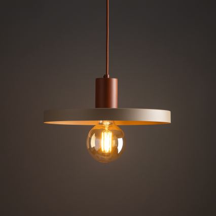 Kattokruunu johdossa SILA 1xE27/15W/230V halkaisija 40 cm beige/tiili