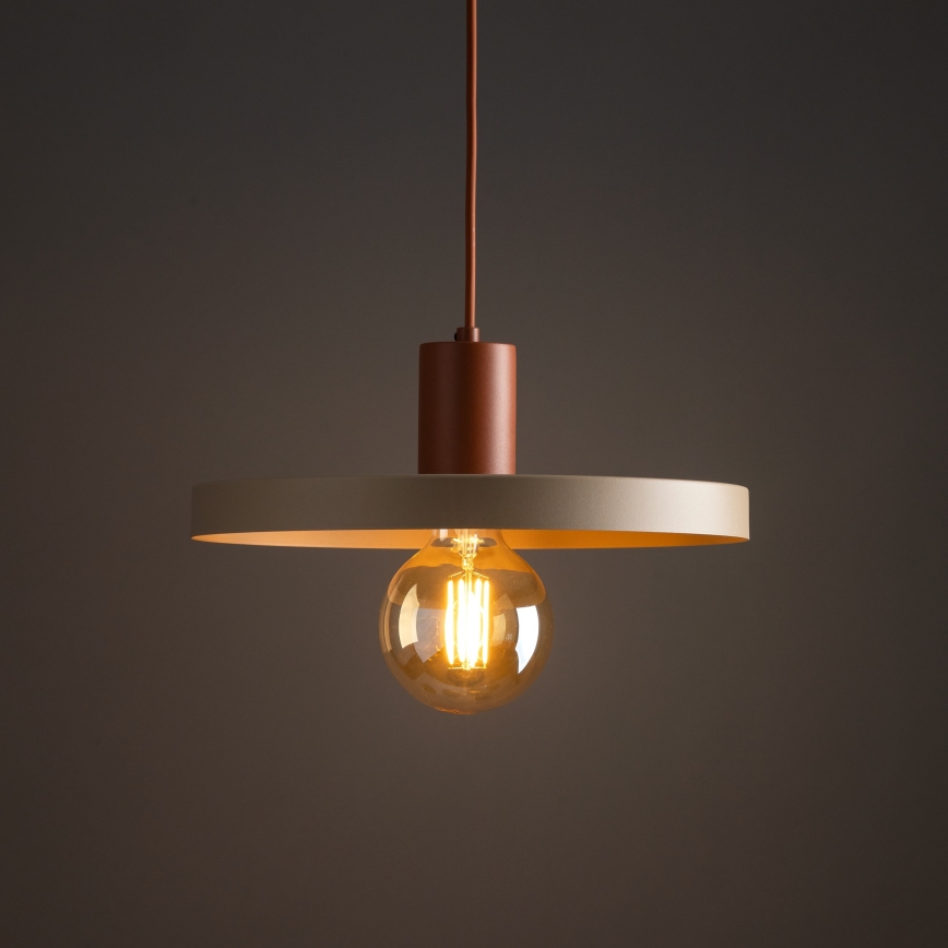 Kattokruunu johdossa SILA 1xE27/15W/230V halkaisija 40 cm beige/tiili