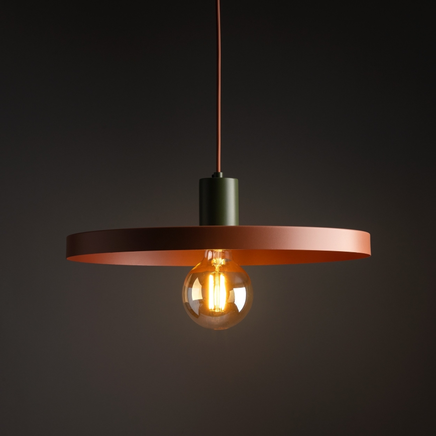 Kattokruunu johdossa SILA 1xE27/15W/230V halkaisija 40 cm tiili/vihreä