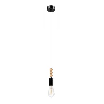 Kattokruunu johdossa SIMON 1xE27/60W/230V musta/pyökki - FSC sertifioitu