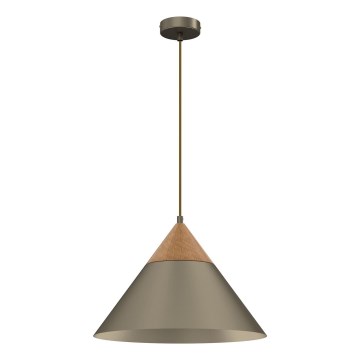 Kattokruunu johdossa SINGLE 1xE27/15W/230V messinki/pyökki