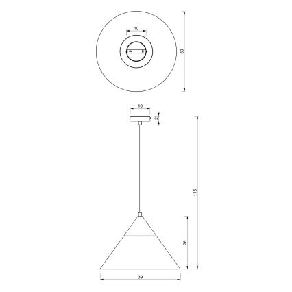 Kattokruunu johdossa SINGLE 1xE27/15W/230V messinki/pyökki
