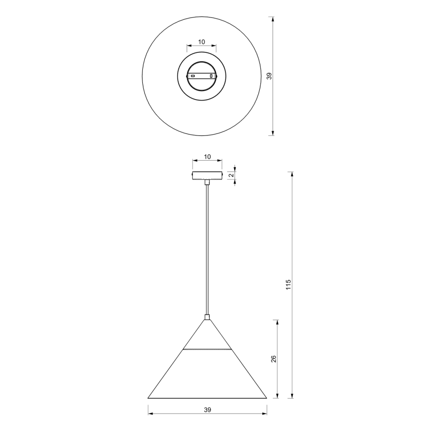Kattokruunu johdossa SINGLE 1xE27/15W/230V messinki/pyökki