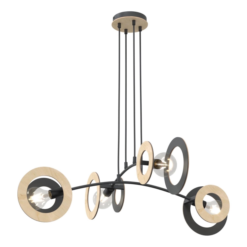 Kattokruunu johdossa SKIVA 4xE27/15W/230V musta/beige
