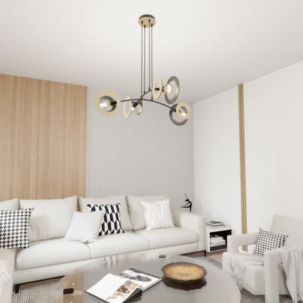 Kattokruunu johdossa SKIVA 4xE27/15W/230V musta/beige