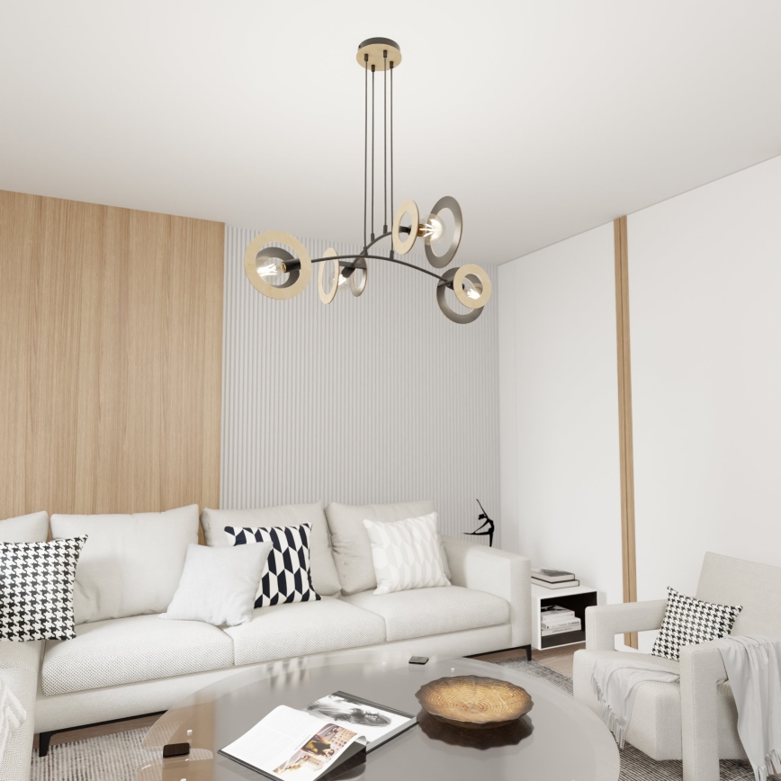 Kattokruunu johdossa SKIVA 4xE27/15W/230V musta/beige