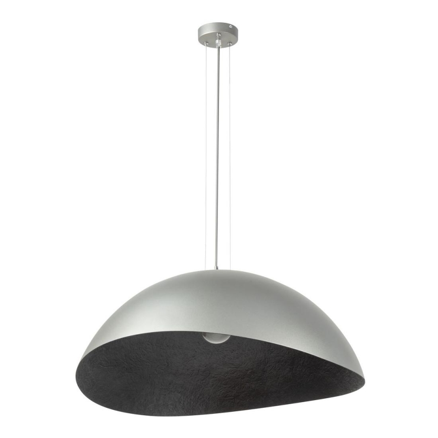 Kattokruunu johdossa SOLARIS 1xE27/60W/230V halkaisija 48 cm hopea/musta