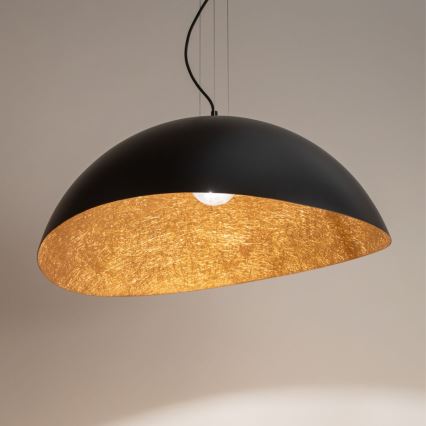 Kattokruunu johdossa SOLARIS 1xE27/60W/230V halkaisija 89 cm musta/kupari