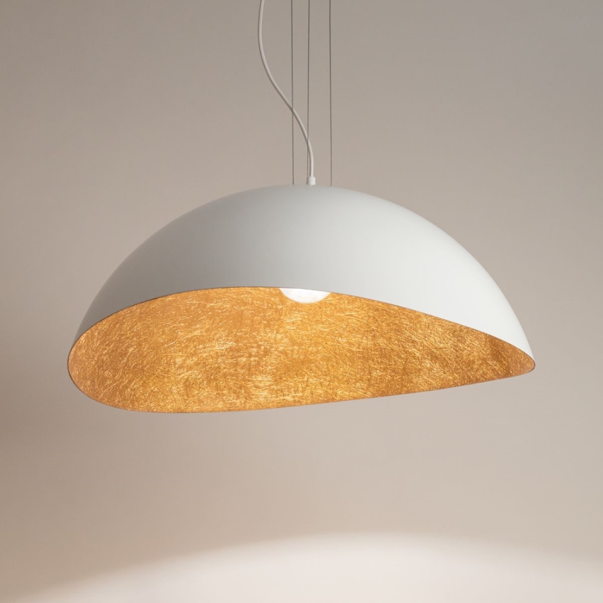 Kattokruunu johdossa SOLARIS 1xE27/60W/230V halkaisija 48 cm valkoinen/kupari