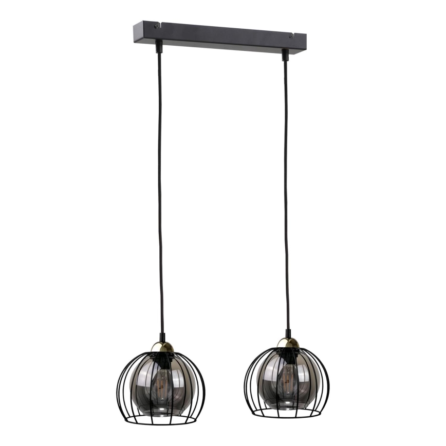 Kattokruunu johdossa SOLO BLACK 2xE27/60W/230V musta/kultainen