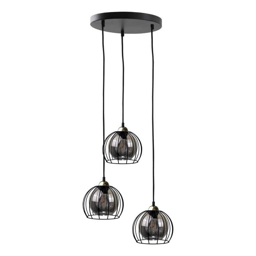 Kattokruunu johdossa SOLO BLACK 3xE27/60W/230V musta/kultainen